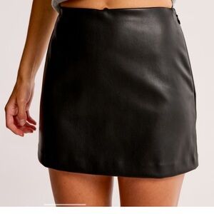 Abercrombie & Fitch Black faux Leather mini Skort